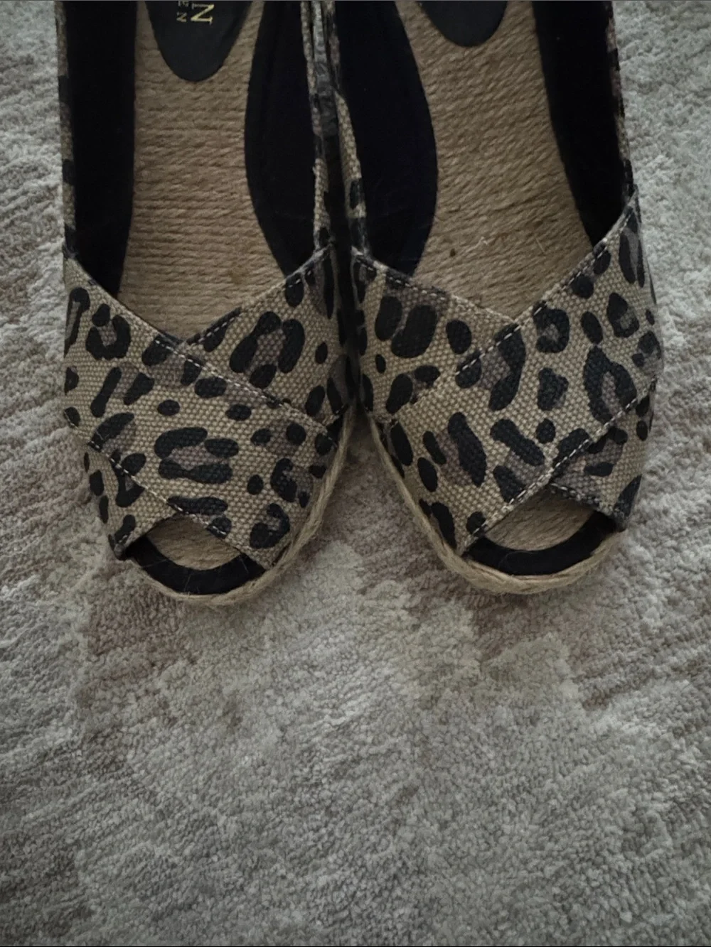 Lauren Ralph Lauren Leopard-Print Wedge Espadrilles in Tan and Black